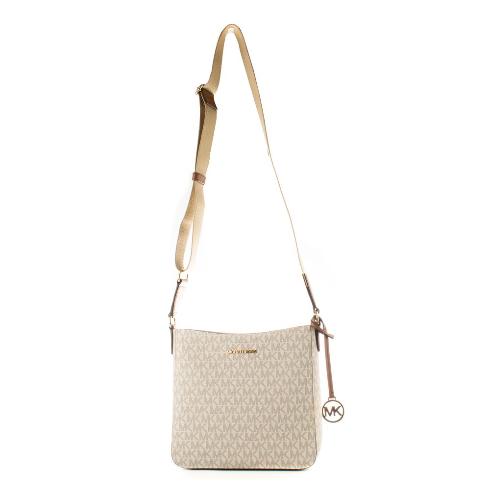 Beige Canvas Crossbody Bag - ventzia