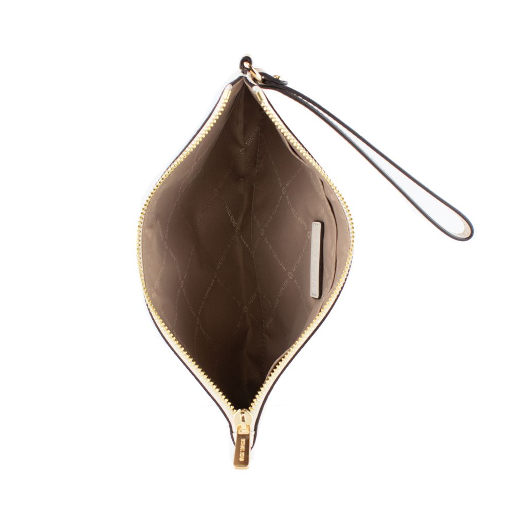 Beige Leather Clutch Bag - ventzia
