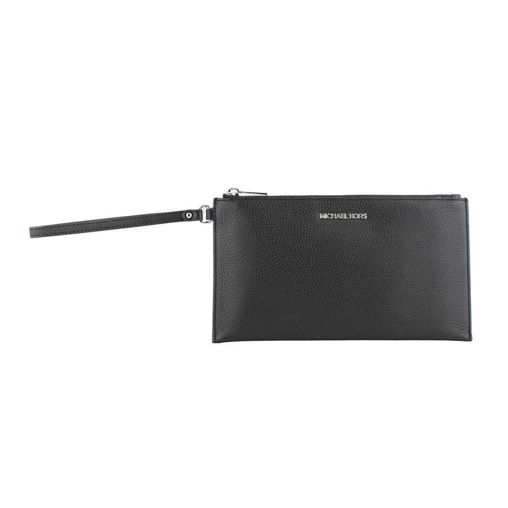 Black Leather Clutch Bag - ventzia