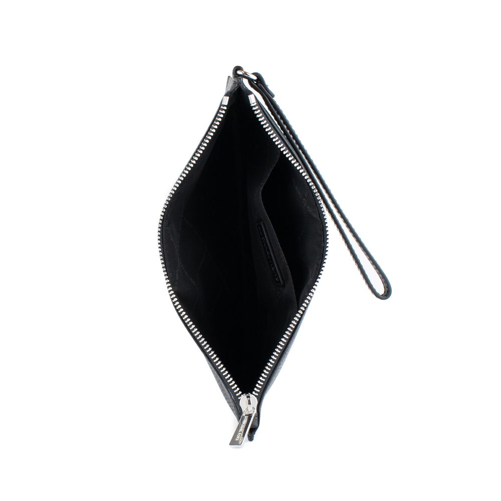 Black Leather Clutch Bag - ventzia