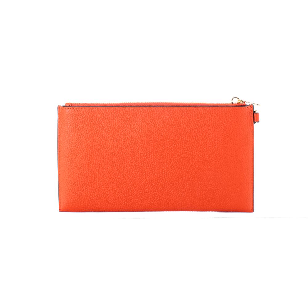 Orange Leather Clutch Bag - ventzia
