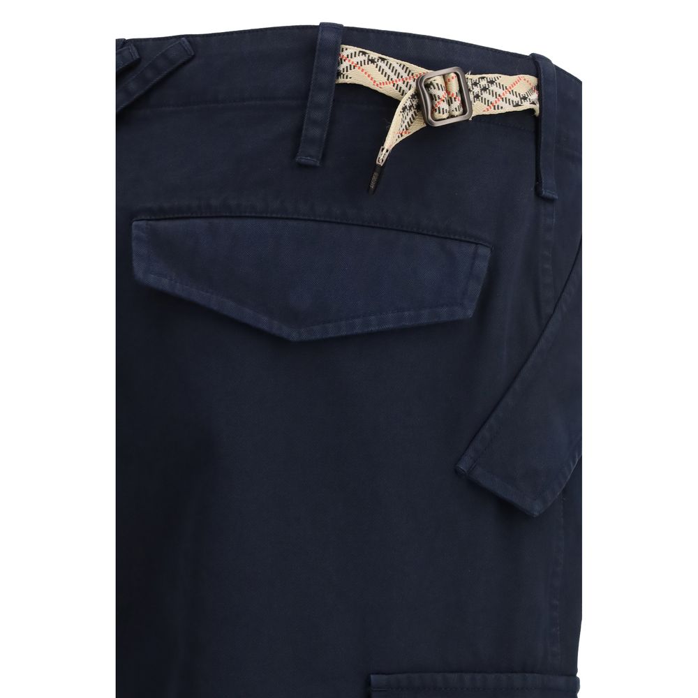 Blue Cotton Cargo Pants - ventzia