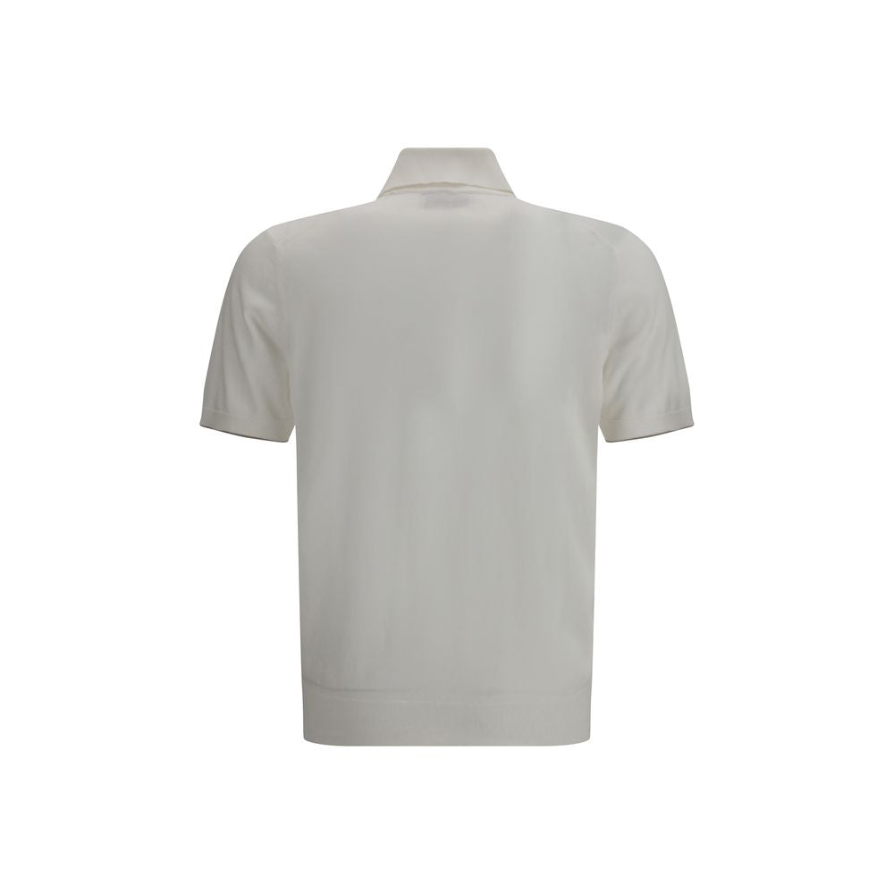 White Cotton Polo Shirt - ventzia