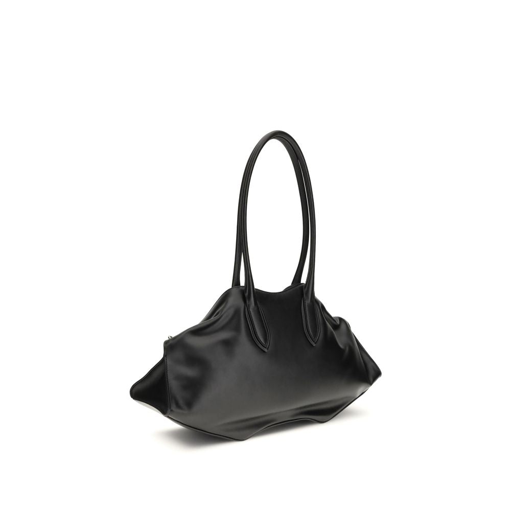 Black Calf Leather Bos Taurus Shoulder Bag - ventzia