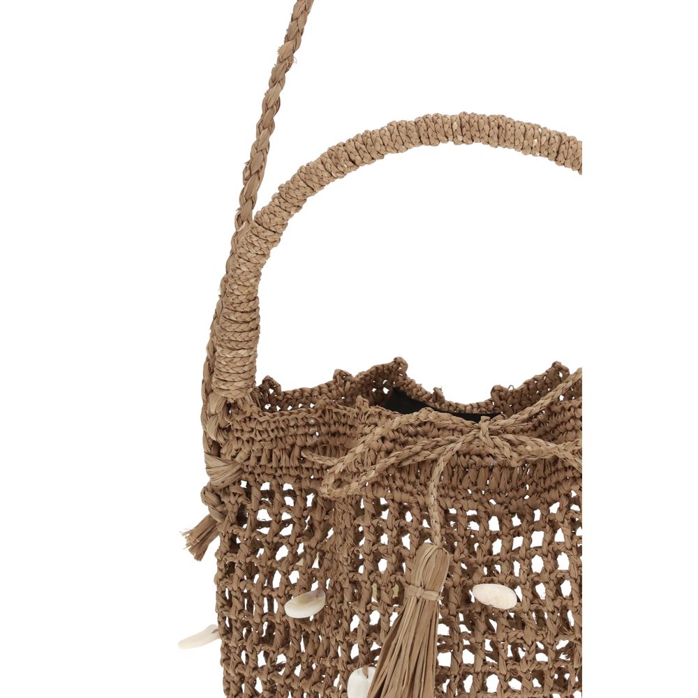 Brown Raffia Backet Bag - ventzia