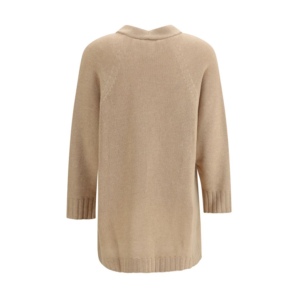 Beige Fleece Wool Cardigan - ventzia