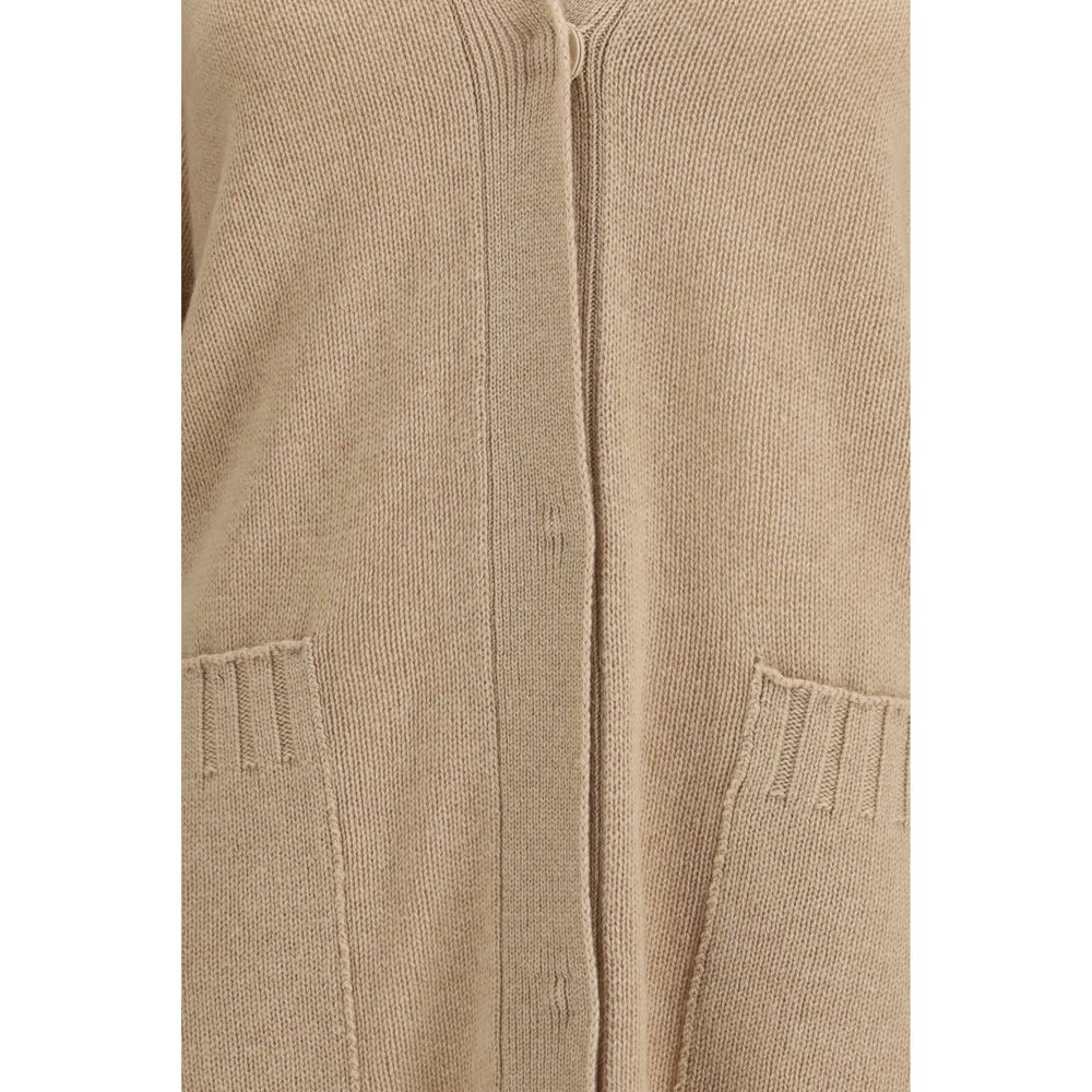 Beige Fleece Wool Cardigan - ventzia
