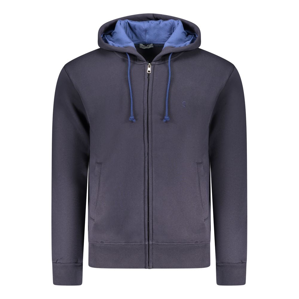Blue Cotton Men's Hooded Sweatshirt - ventzia