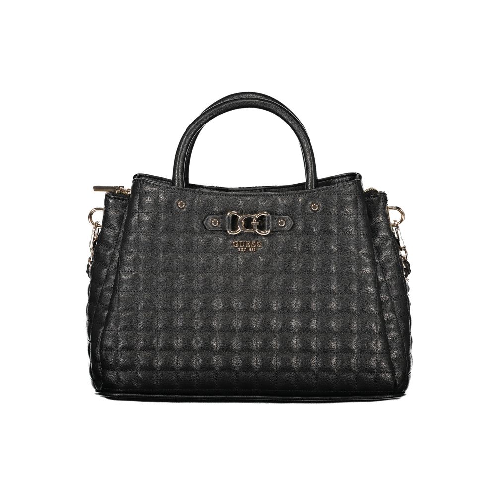 Black Polyurethane Women Handbag - ventzia