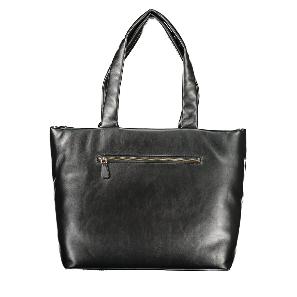 Black Polyurethane Women's Handbag - ventzia