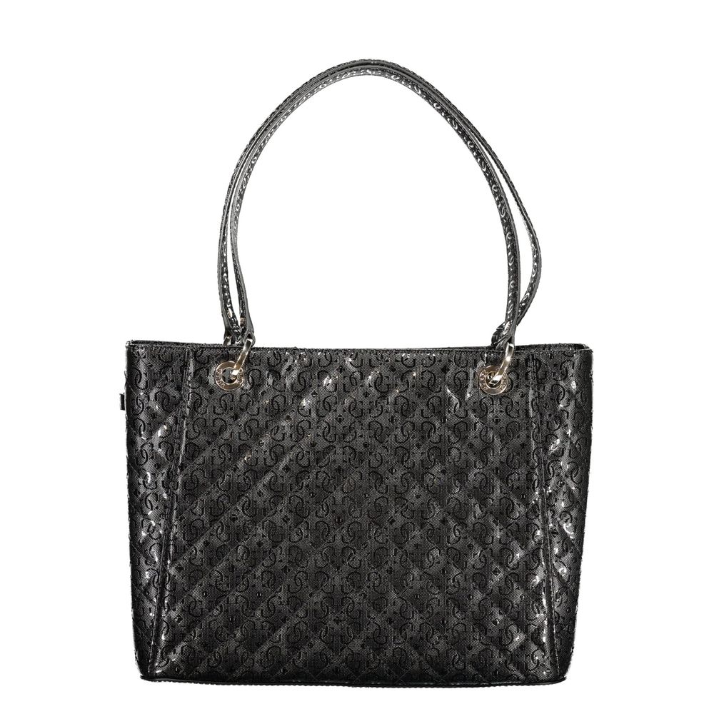 Black Polyurethane Women's Handbag - ventzia