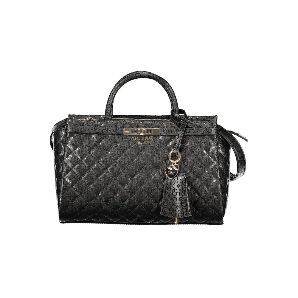 Black Polyurethane Women's Handbag - ventzia