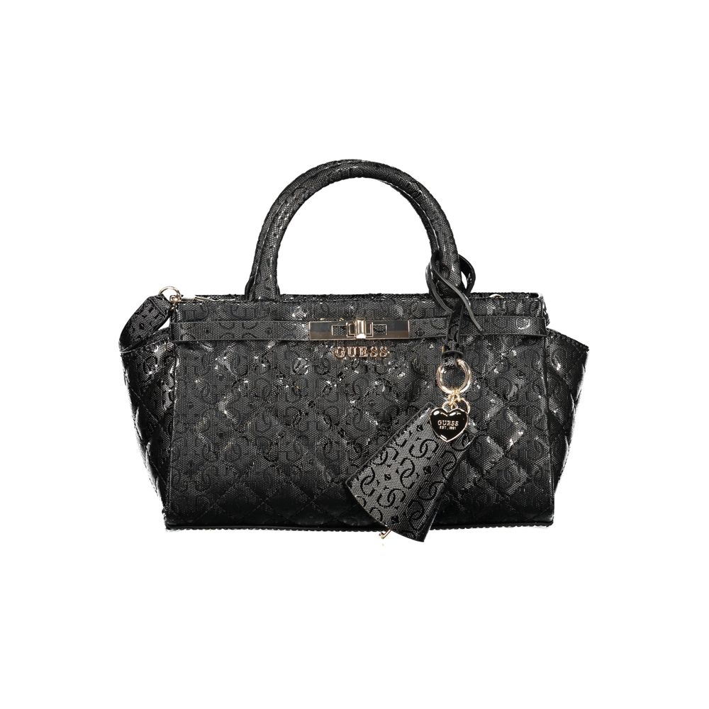Black Polyurethane Women Handbag - ventzia