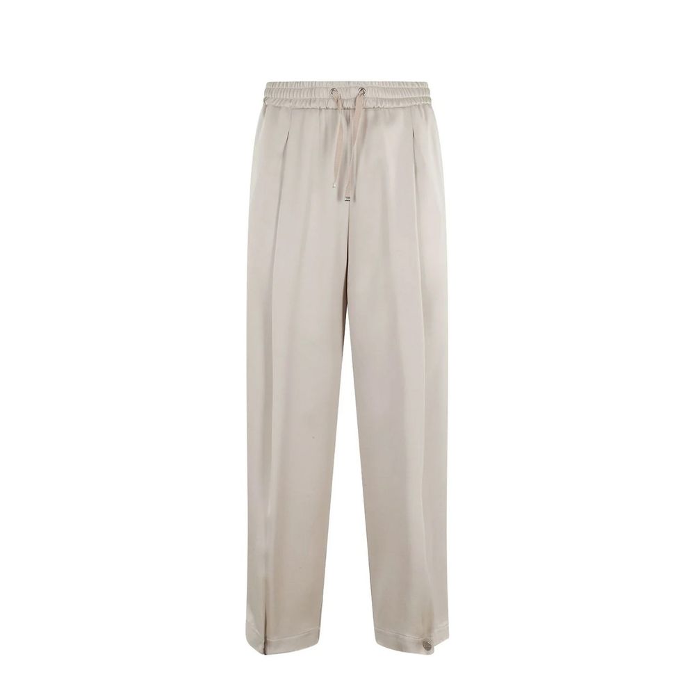 Beige Acetate Casual Pants
