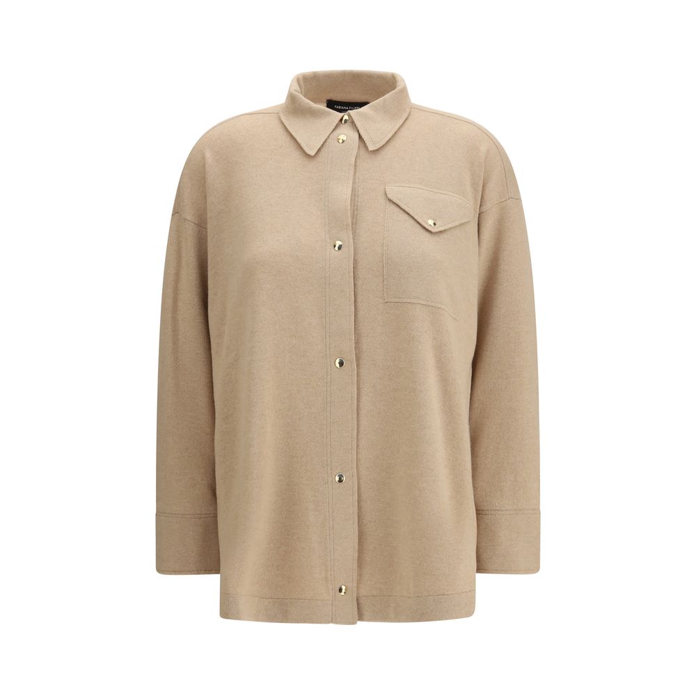Beige Fleece Wool Dress Shirt - ventzia