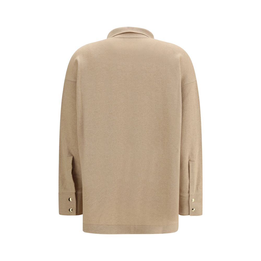 Beige Fleece Wool Dress Shirt - ventzia