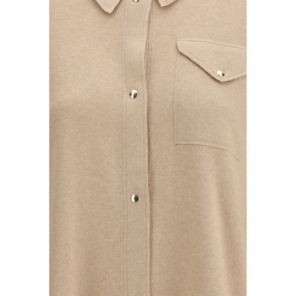 Beige Fleece Wool Dress Shirt - ventzia