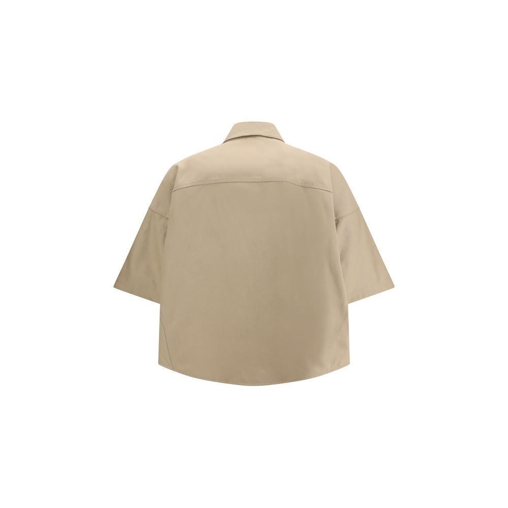 Beige Cotton Shortsleeve Shirt - ventzia