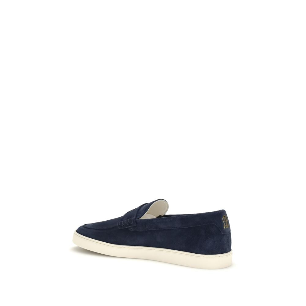 Blue Calf Leather Bos Taurus Slip-On Loafers - ventzia