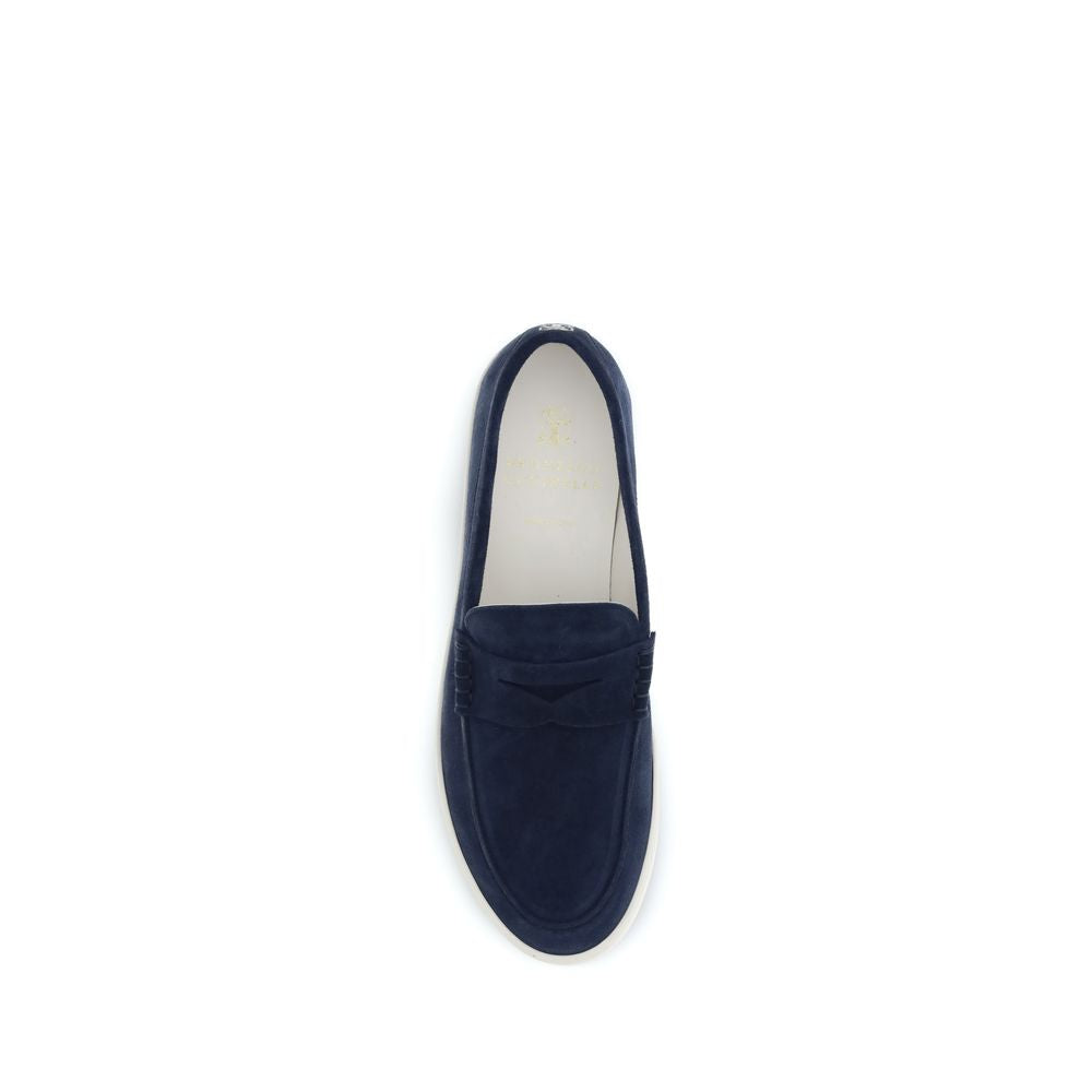 Blue Calf Leather Bos Taurus Slip-On Loafers - ventzia