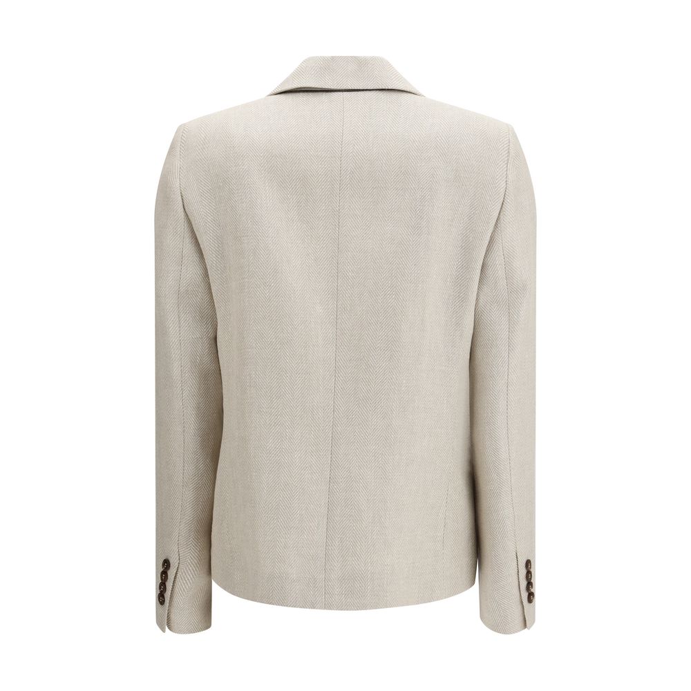 Beige Linen Blazer - ventzia