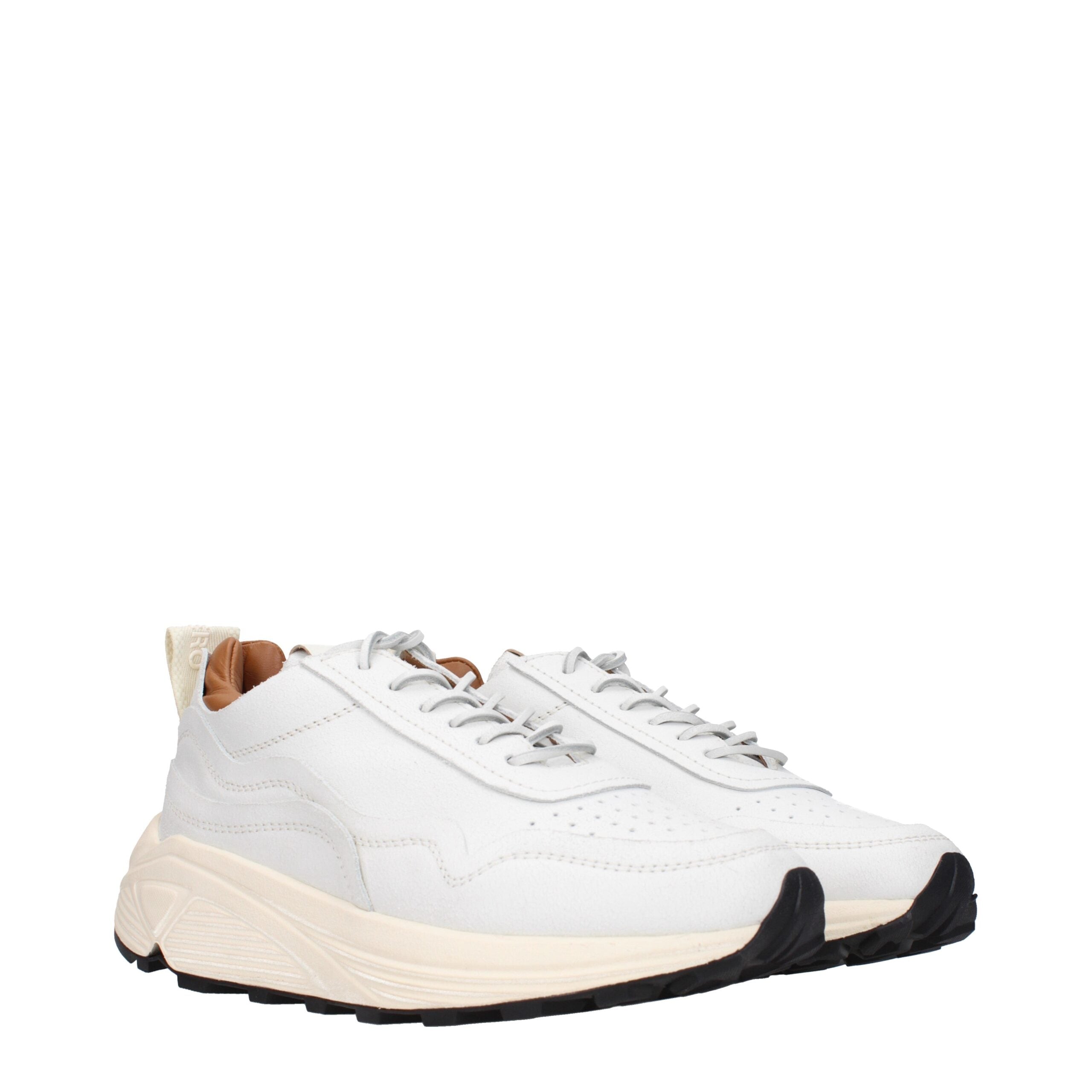 White Leather Chunky Sneakers - ventzia