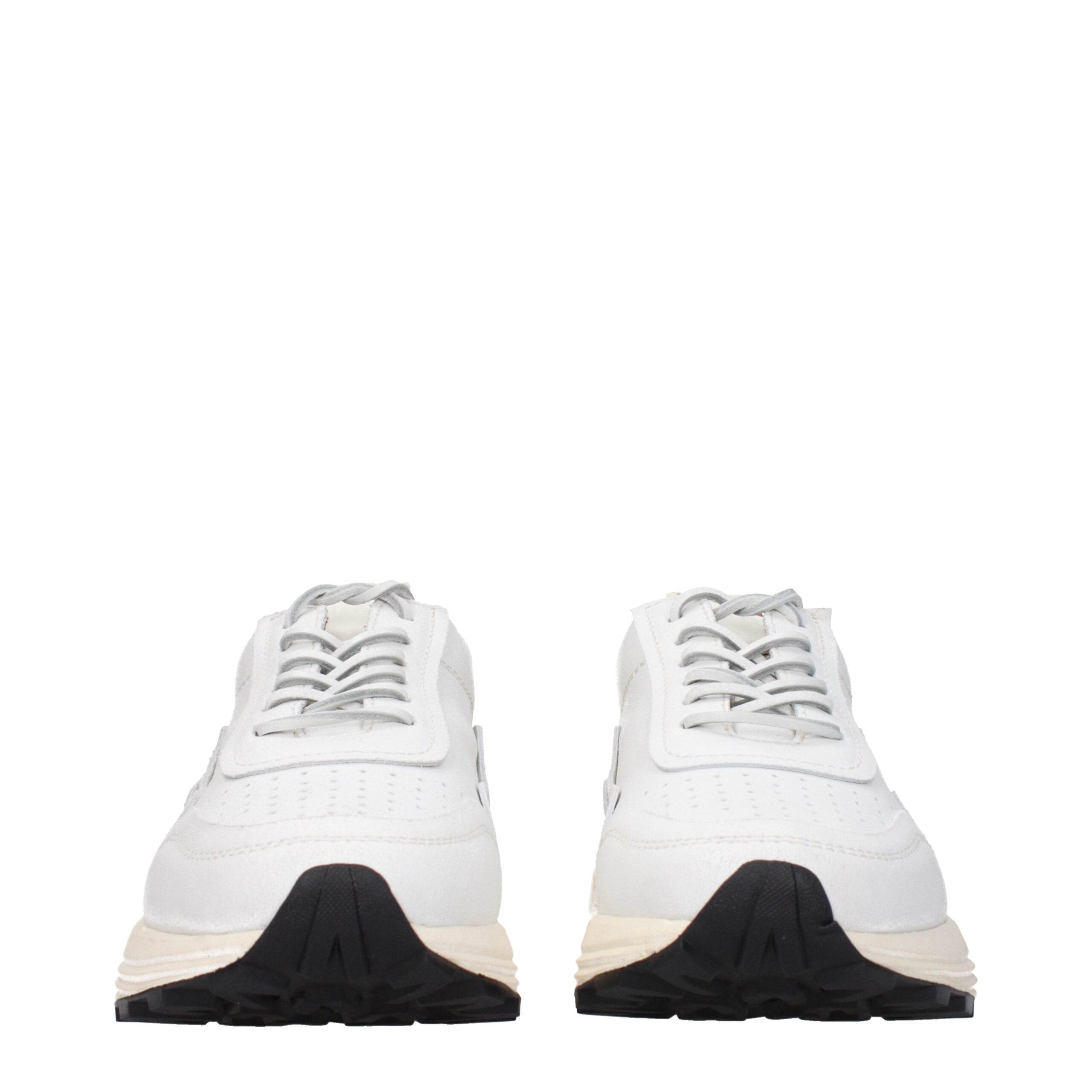 White Leather Chunky Sneakers - ventzia
