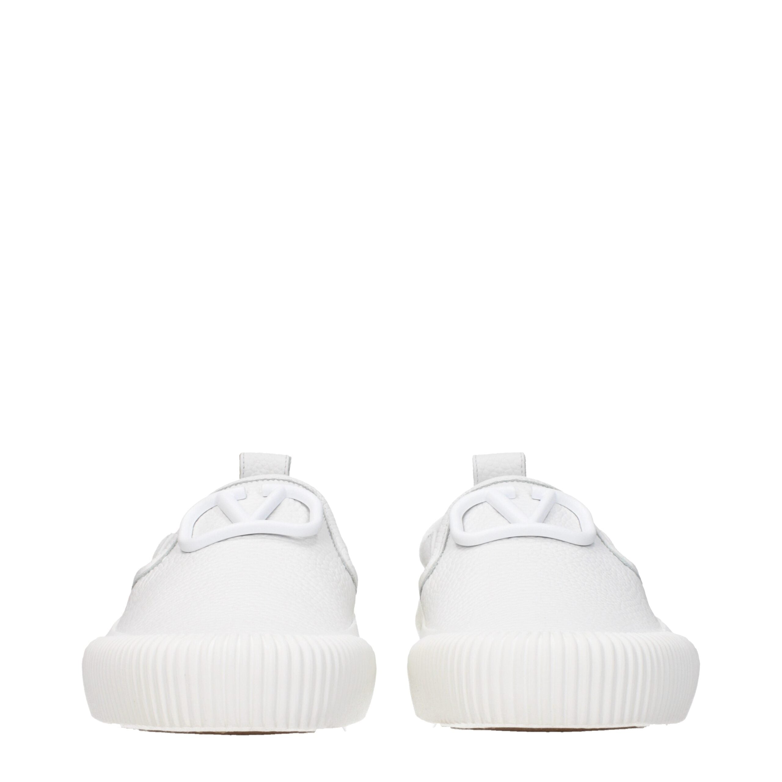 White Leather Slip-On Loafers - ventzia