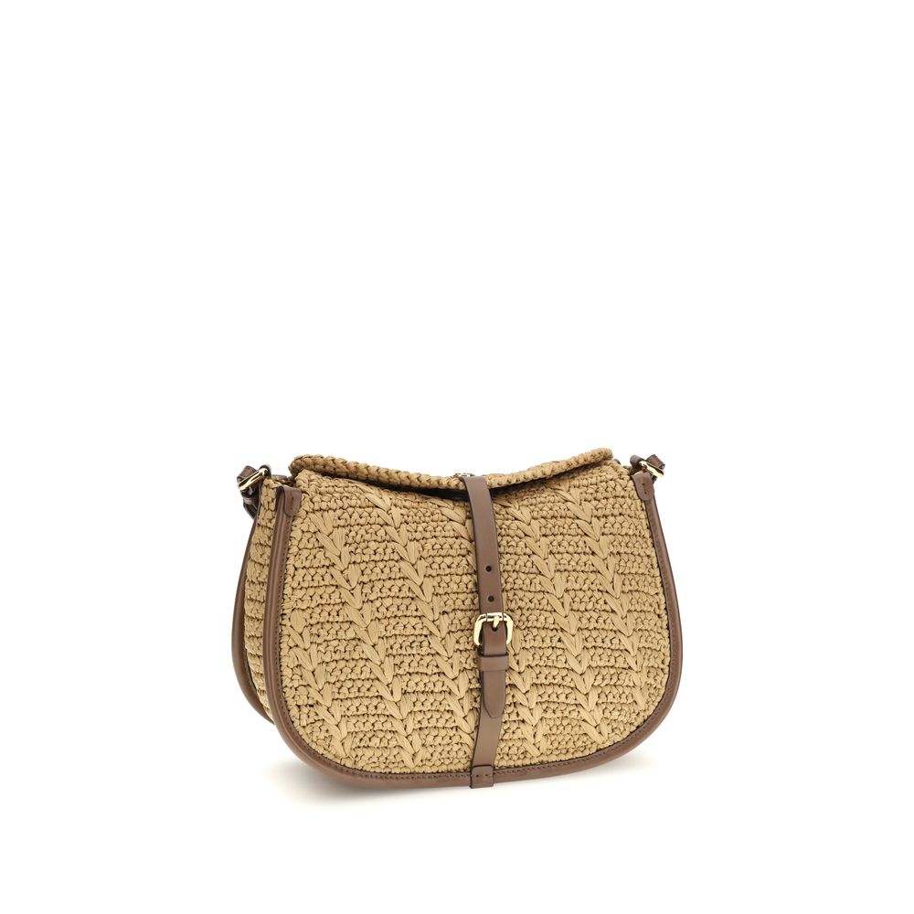 Beige Raffia Shoulder Bag - ventzia
