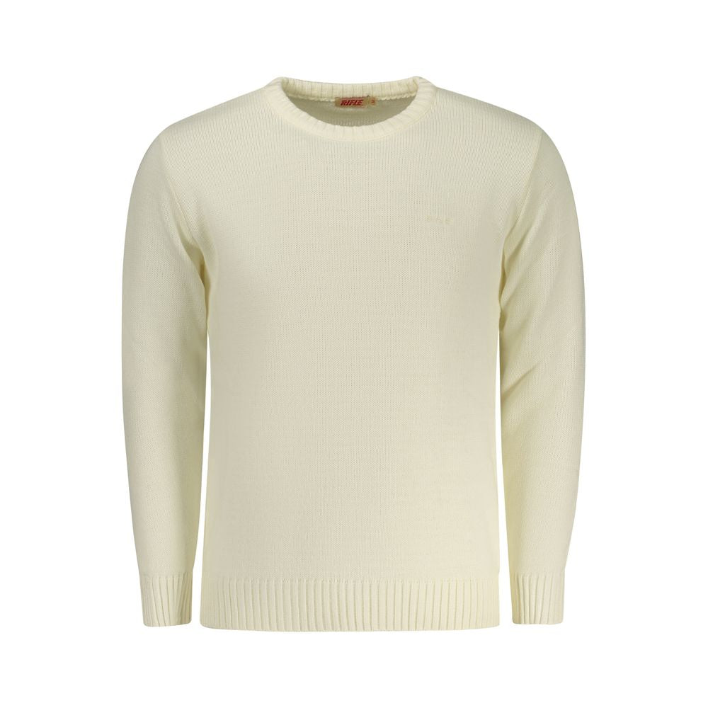 White Acrylic Men Sweater - ventzia
