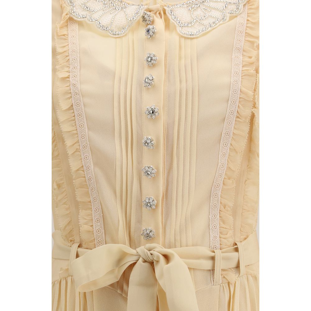 Beige Viscose Casual Dress - ventzia