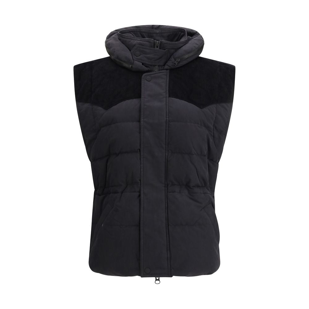 Black Polyamide Sleveless Jacket - ventzia