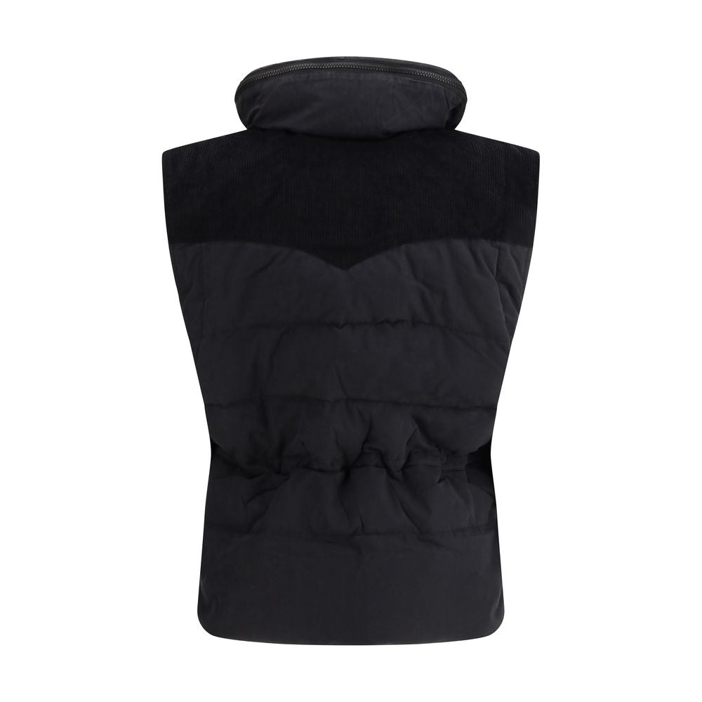 Black Polyamide Sleveless Jacket - ventzia