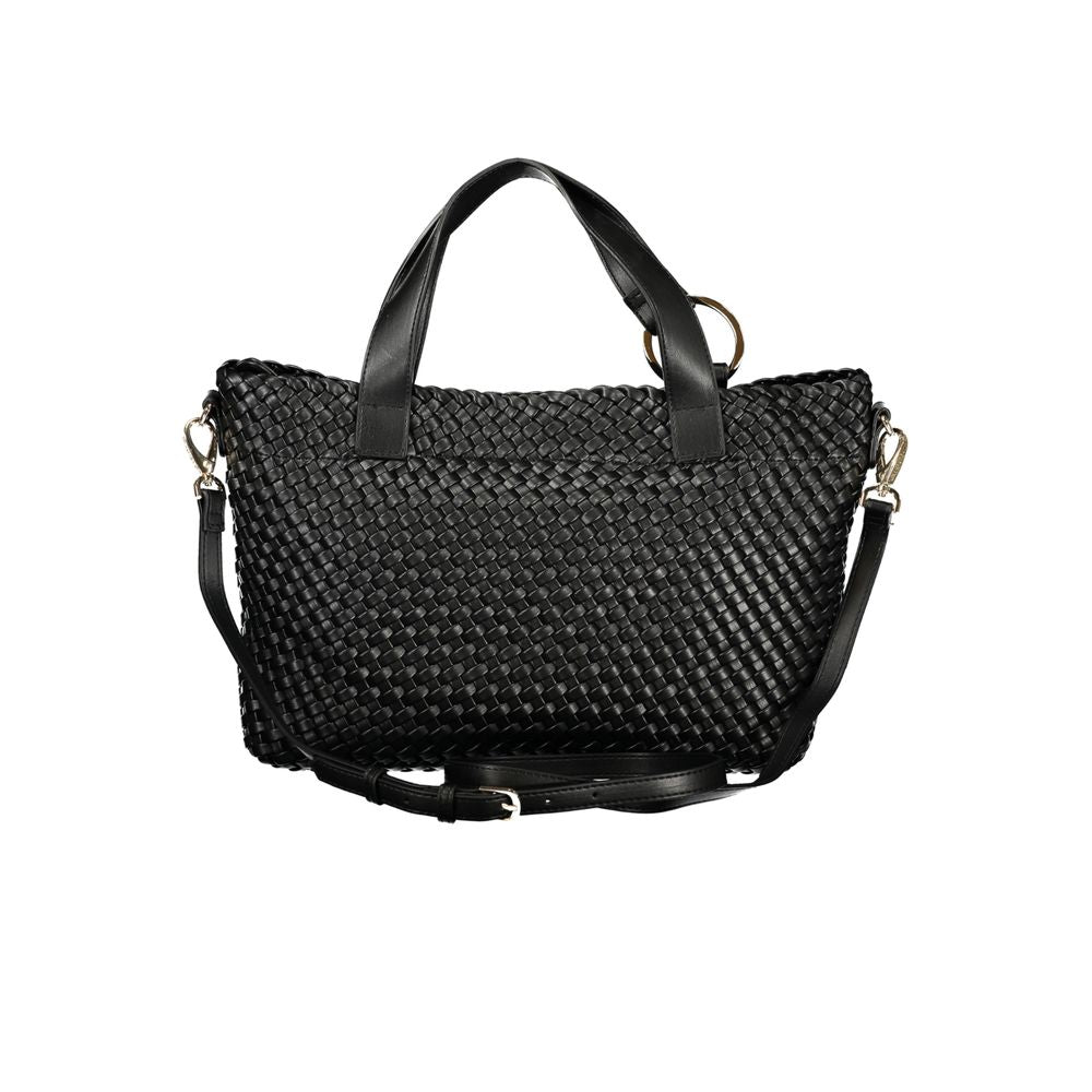 Black Polyurethane Women Handbag - ventzia