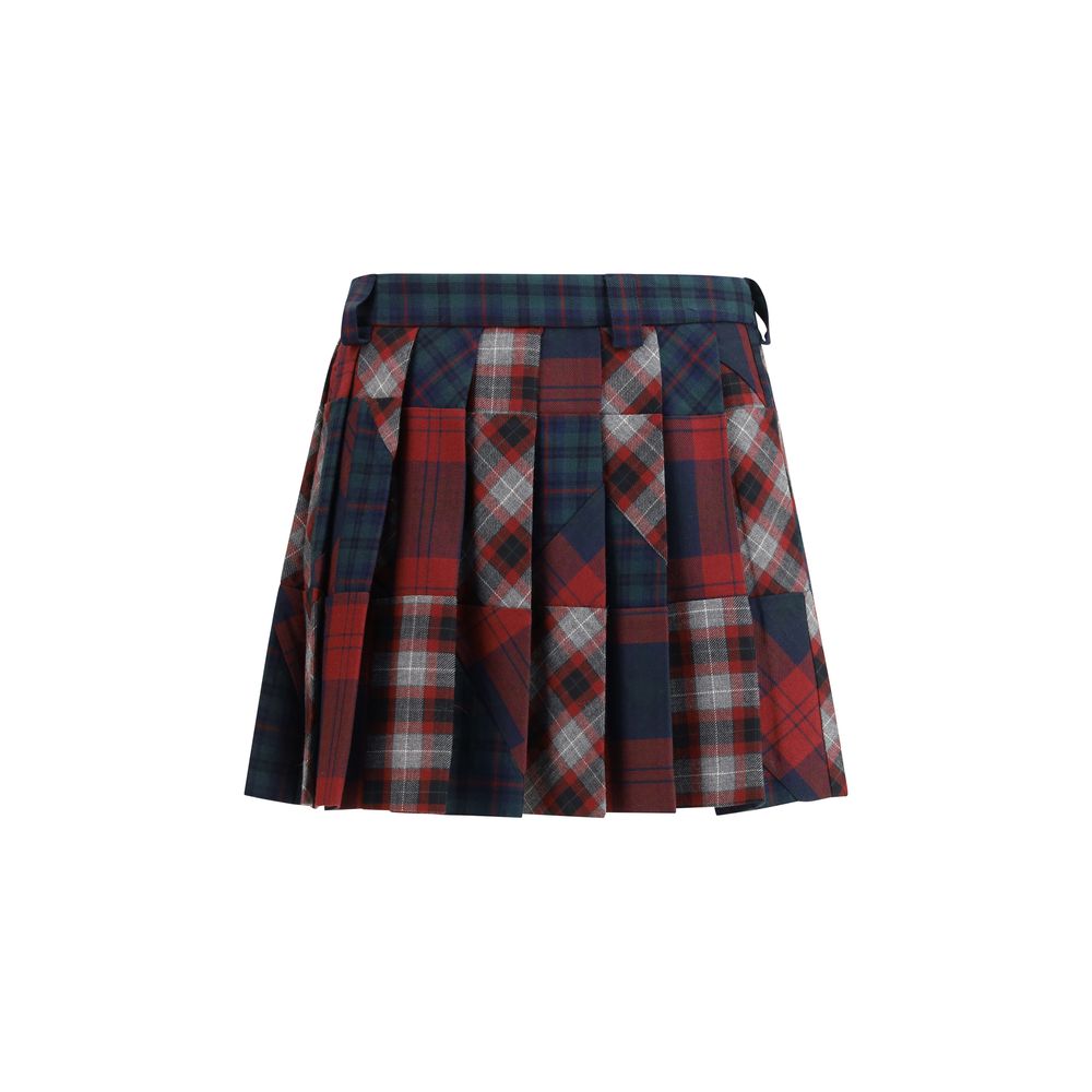 Multicolor Fleece Wool Mini Skirt - ventzia
