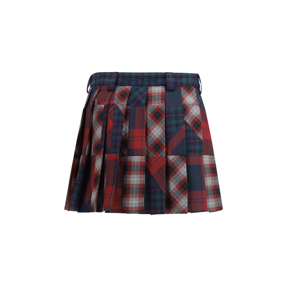 Multicolor Fleece Wool Mini Skirt - ventzia