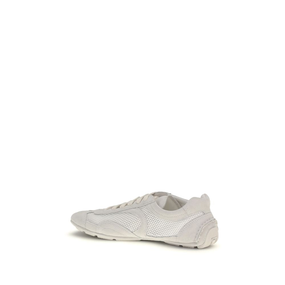White Fabric Low Top Sneakers - ventzia