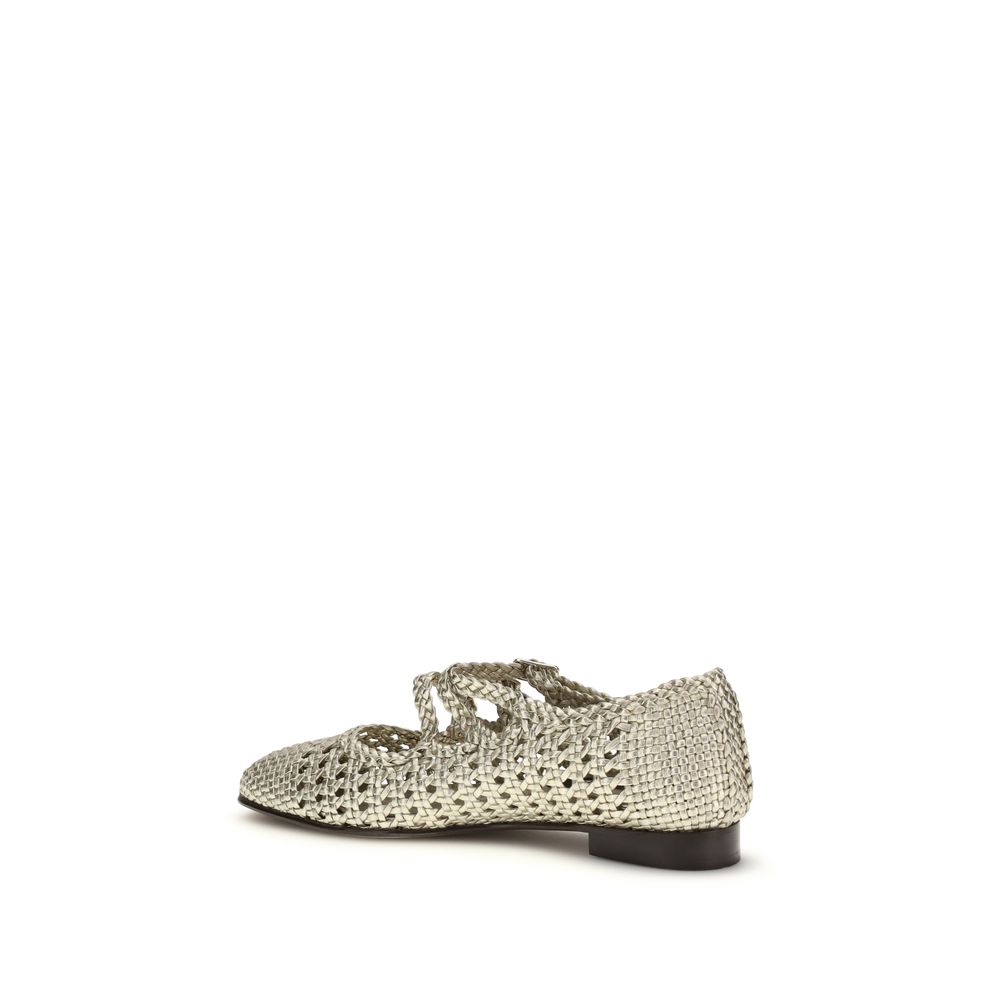 Silver Calf Leather Bos Taurus Ballet Flats - ventzia