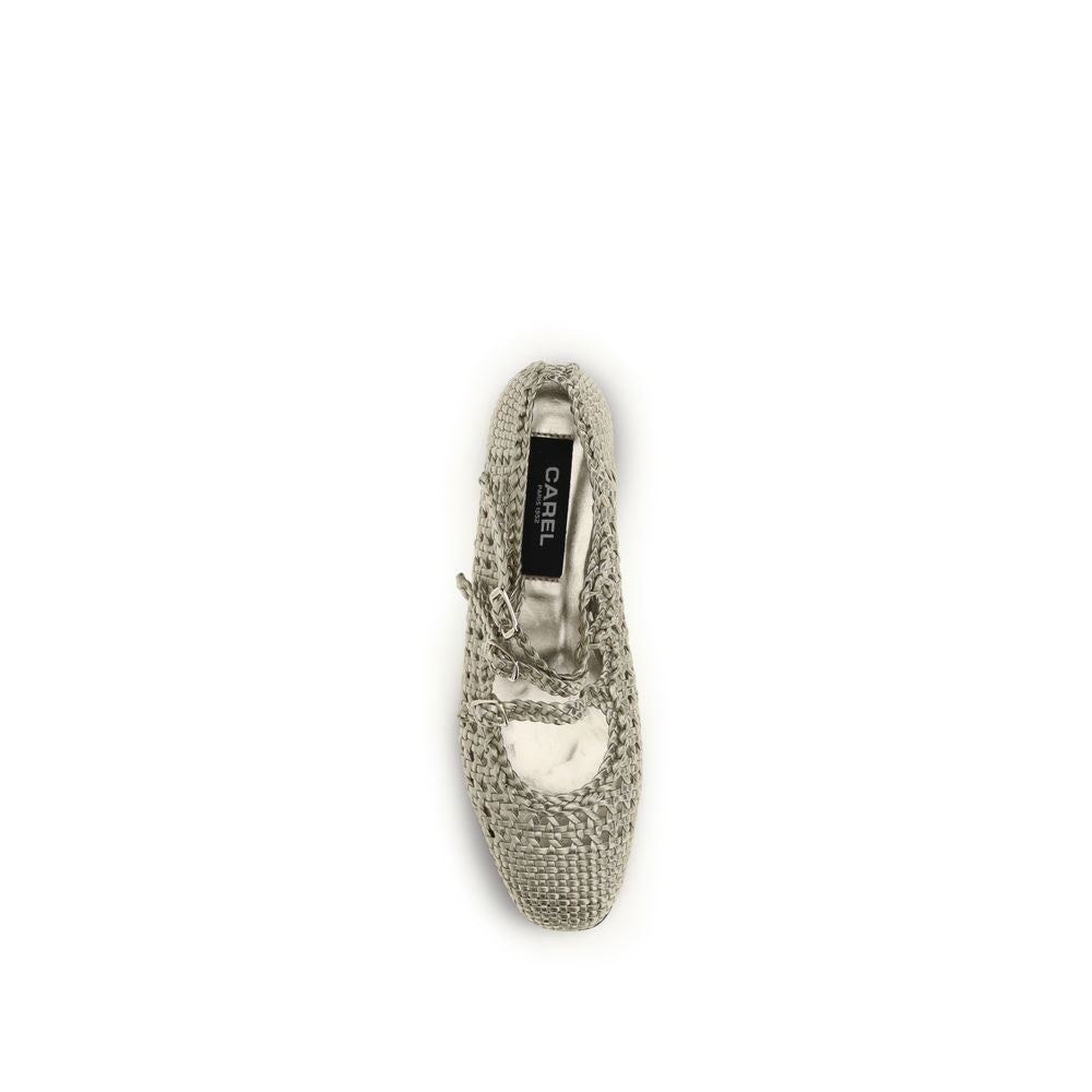 Silver Calf Leather Bos Taurus Ballet Flats - ventzia