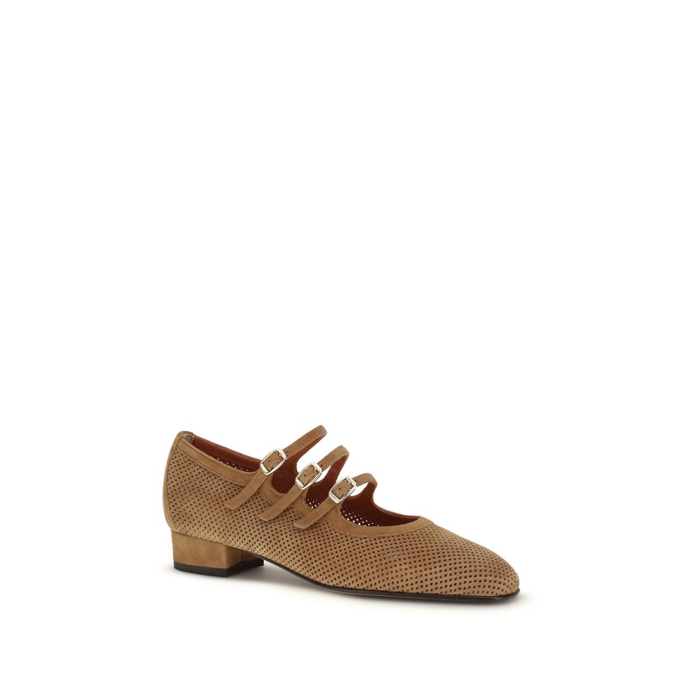 Beige Calf Leather Bos Taurus Ballet Flats - ventzia
