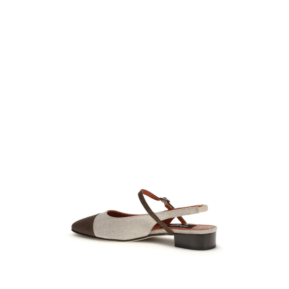 Beige Cotton Ballet Flats - ventzia