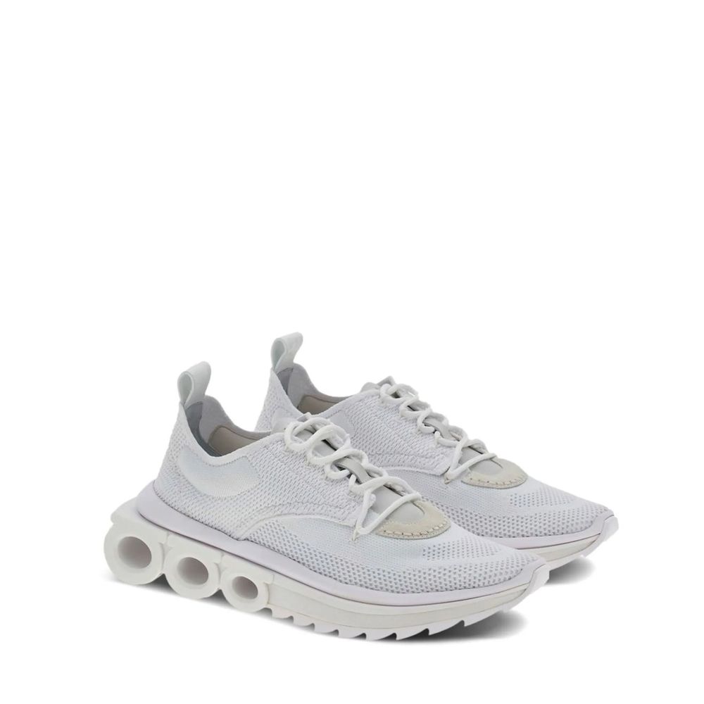 White Nylon Athletic Sneakers - ventzia