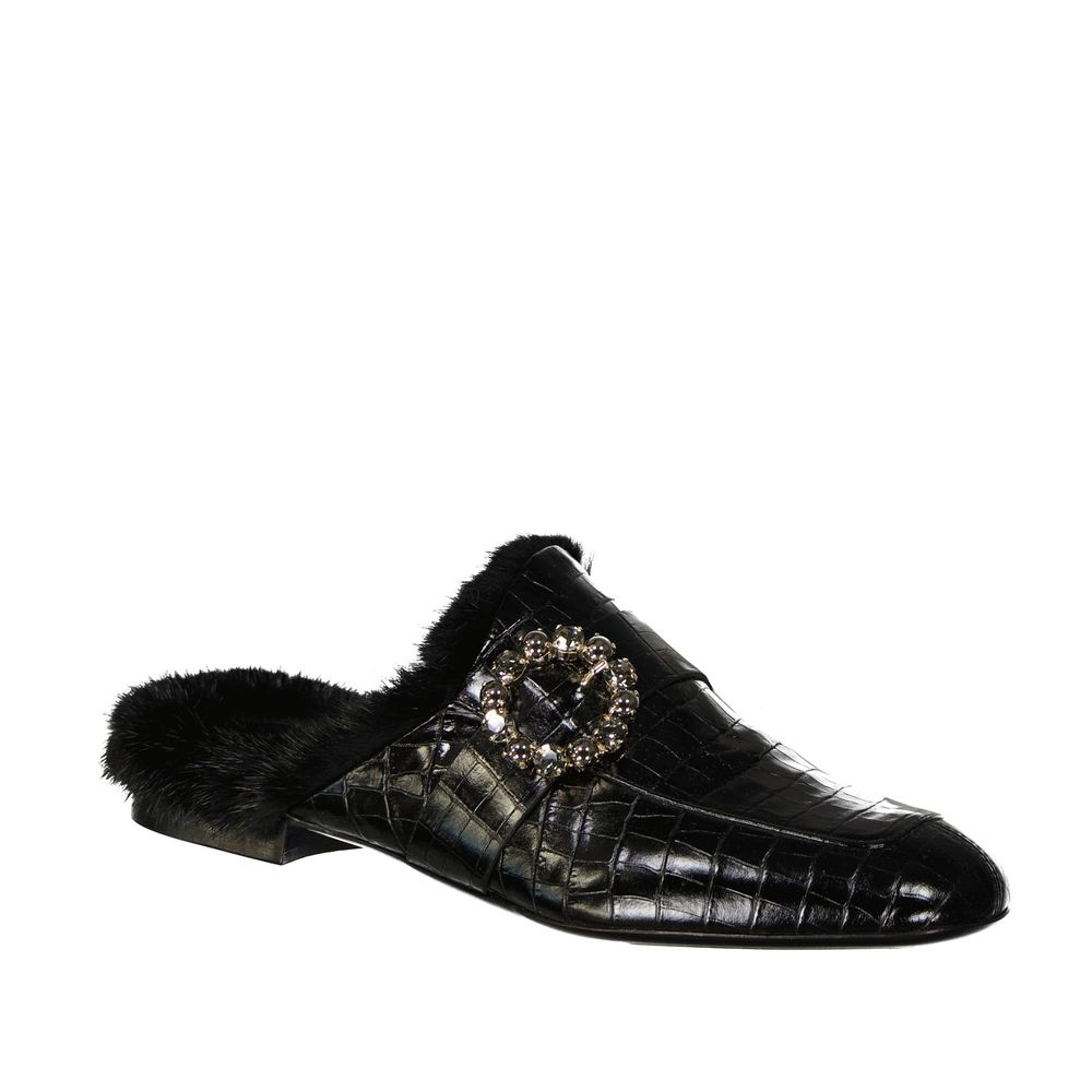 Black Calfskin Mules - ventzia