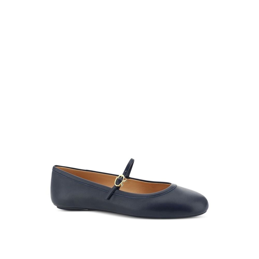 Blue Fabric Ballet Flats - ventzia