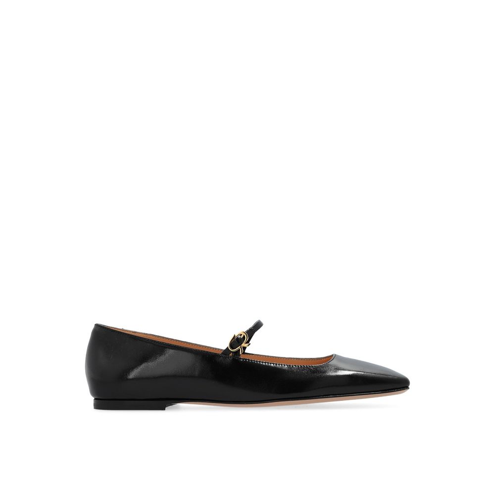 Black Calfskin Ballet Flats - ventzia