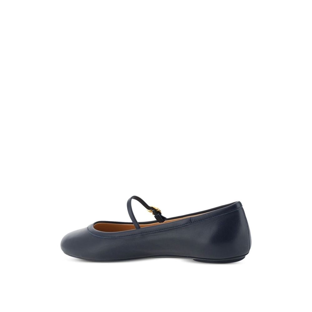 Blue Fabric Ballet Flats - ventzia