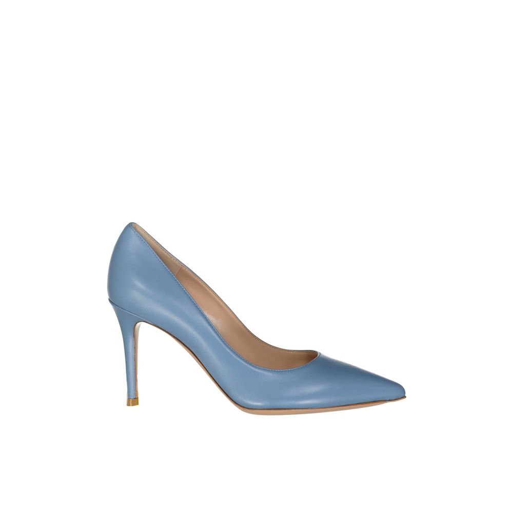 Blue Leather High Heel Pumps - ventzia