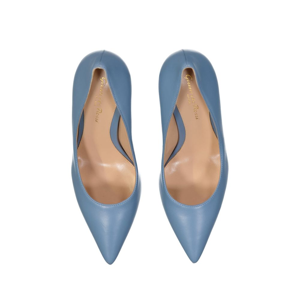 Blue Leather High Heel Pumps - ventzia