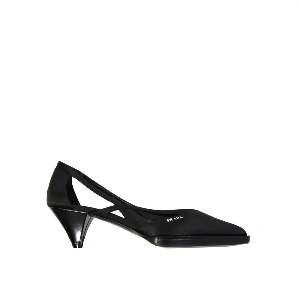 Black Silk Mid Heel Pumps - ventzia