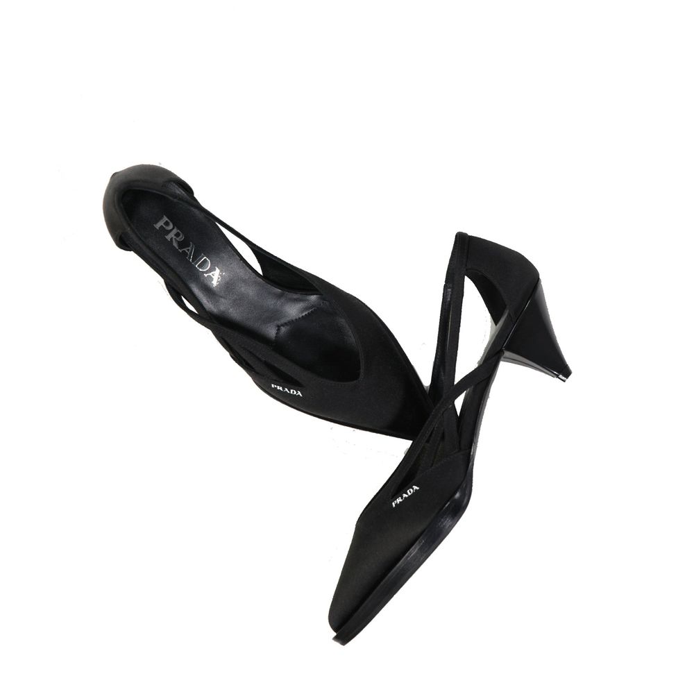 Black Silk Mid Heel Pumps - ventzia